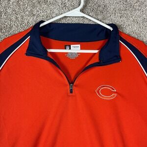 Chicago Bears NFL Team Apparel 1/4 Zip Pullover‎ Mens XL Orange Long Sleeve